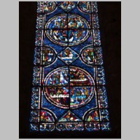 Chartres, photo David Martin, flickr, Mary Magdalene window. The round section toward the bottom has the miracle of Lazarus.jpg